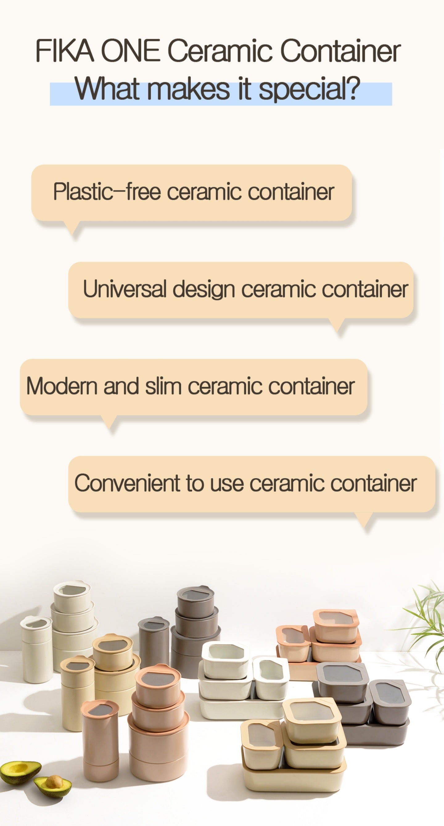 Neoflam Fika One 600ml (20oz) Ceramic Round Food Storage Container - Tempered Glass & Silicone Lid - Made in Thailand