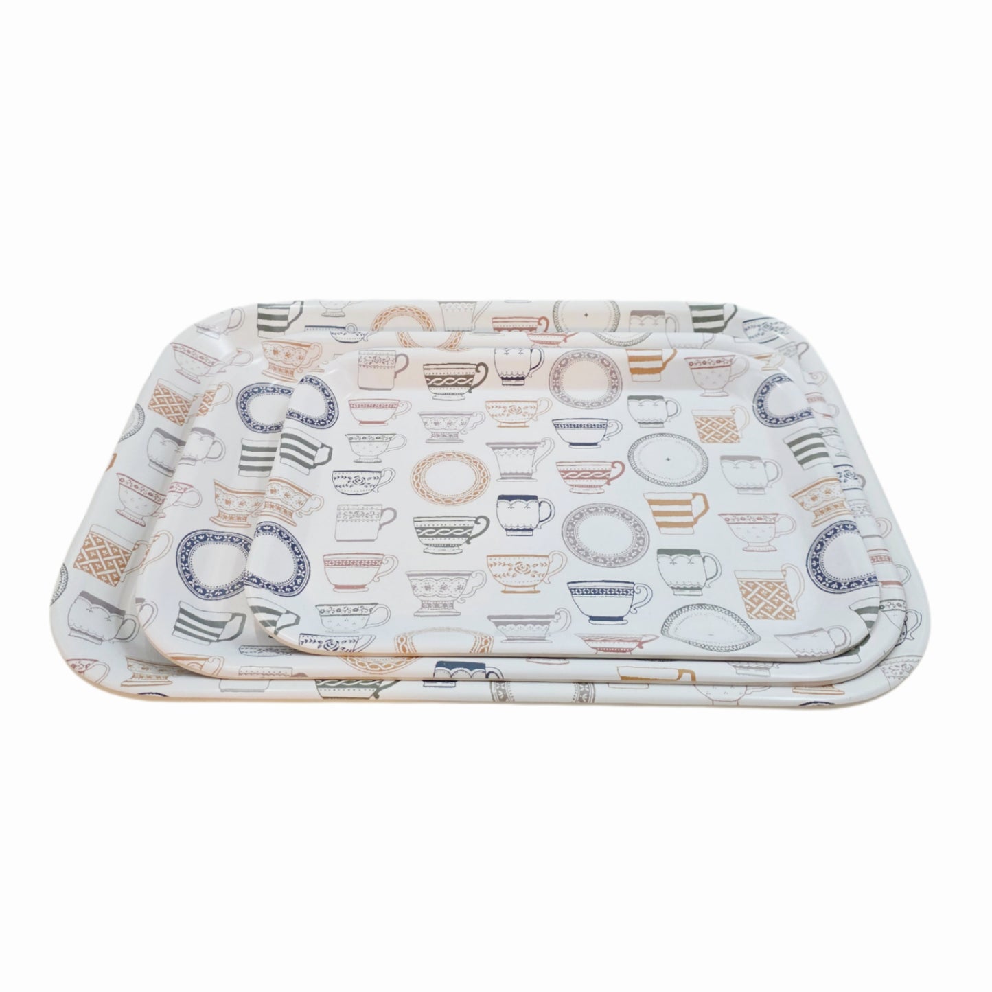 "Tea & Coffee Time" Food/Drink Serving Trays - Made in Korea (3 Sizes)
