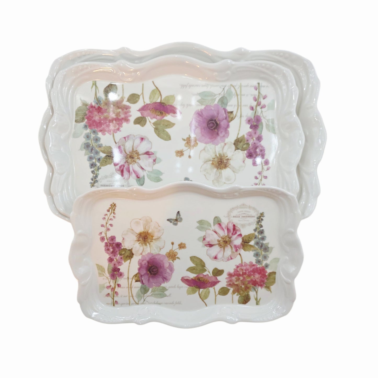 French Floral Garden Design Food/Drink Serving Trays - 3 Sizes