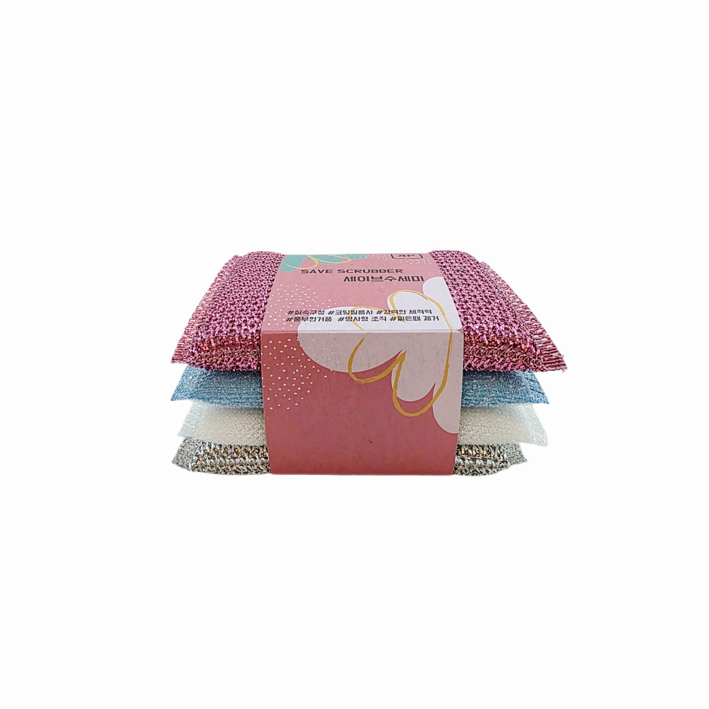 SungboCleamy "Save Scrubber" Sponges/Scrubbers - 4-Pack - Made in Korea