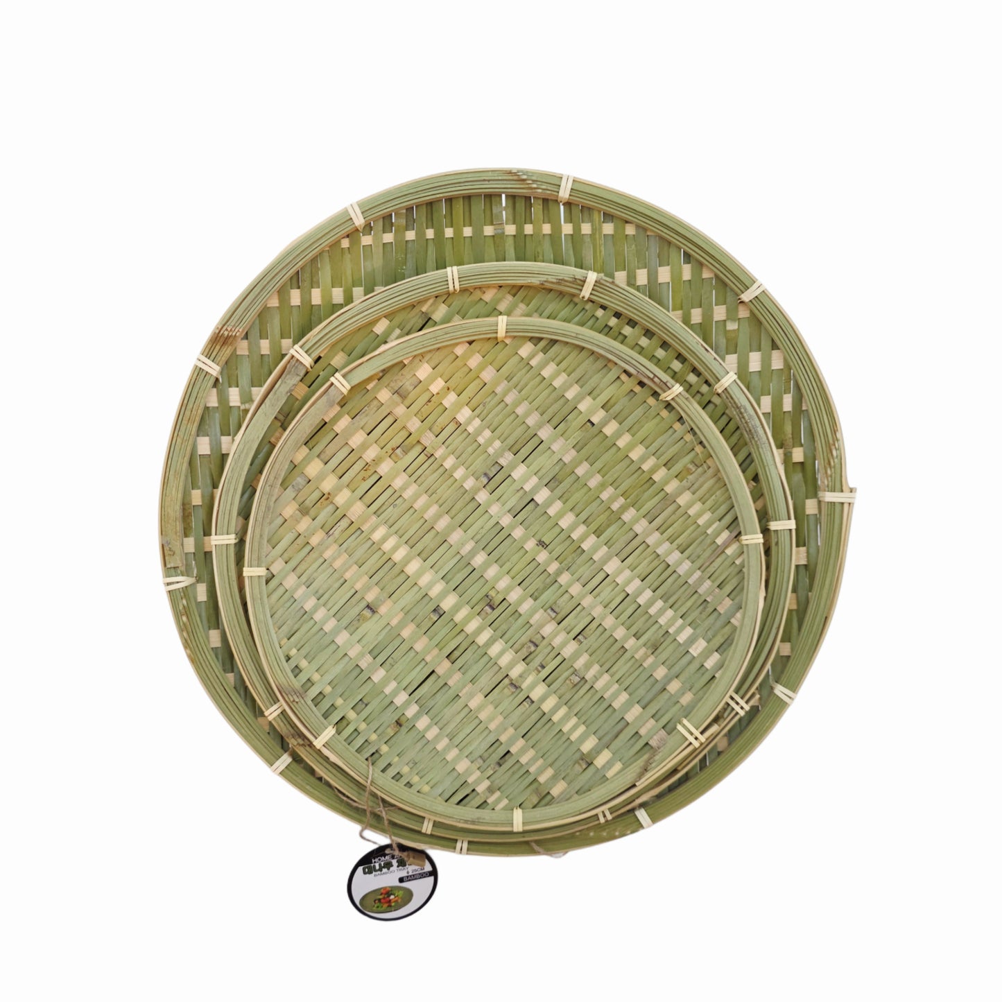 Home Art Round Bamboo Wicker Trays - 3 Sizes - 25cm (9.8") / 30cm (11.8") / 35cm (13.8")