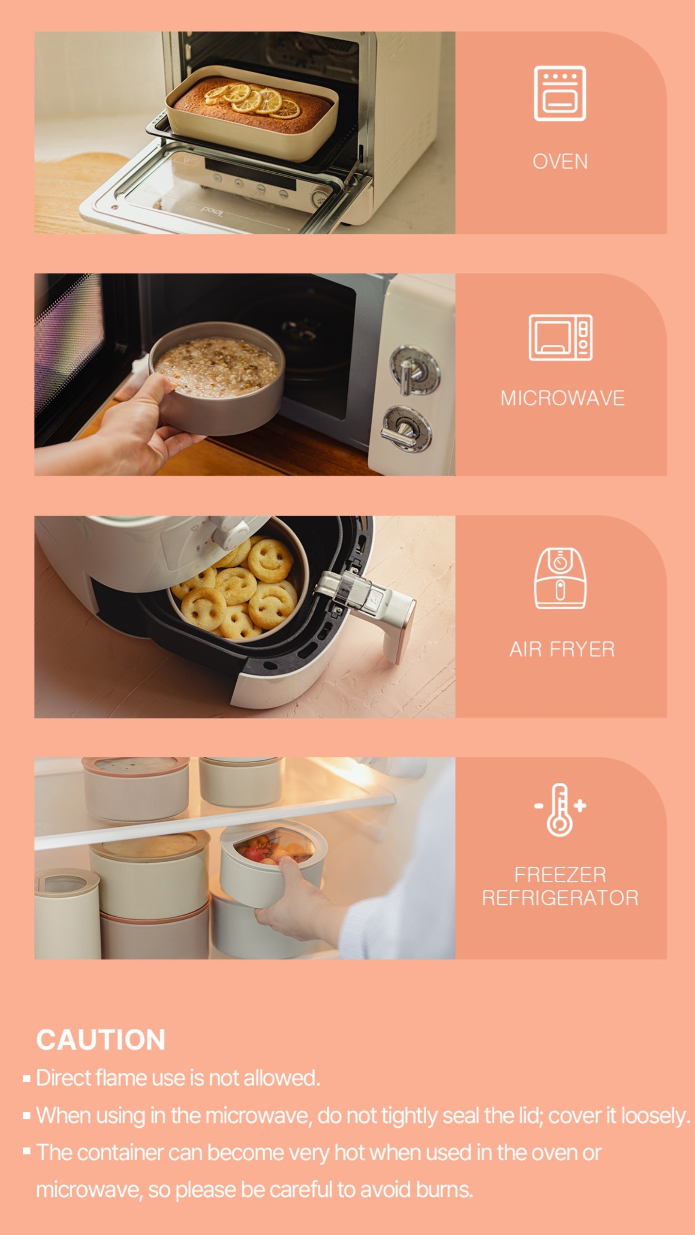 Neoflam Fika One 600ml (20oz) Ceramic Round Food Storage Container - Tempered Glass & Silicone Lid - Made in Thailand