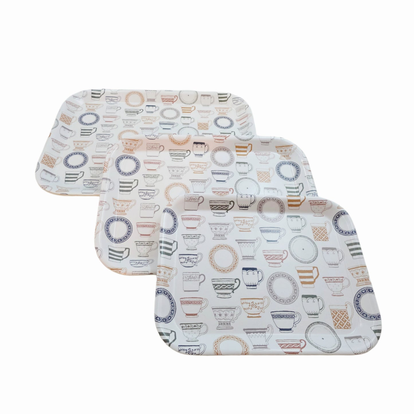 "Tea & Coffee Time" Food/Drink Serving Trays - Made in Korea (3 Sizes)