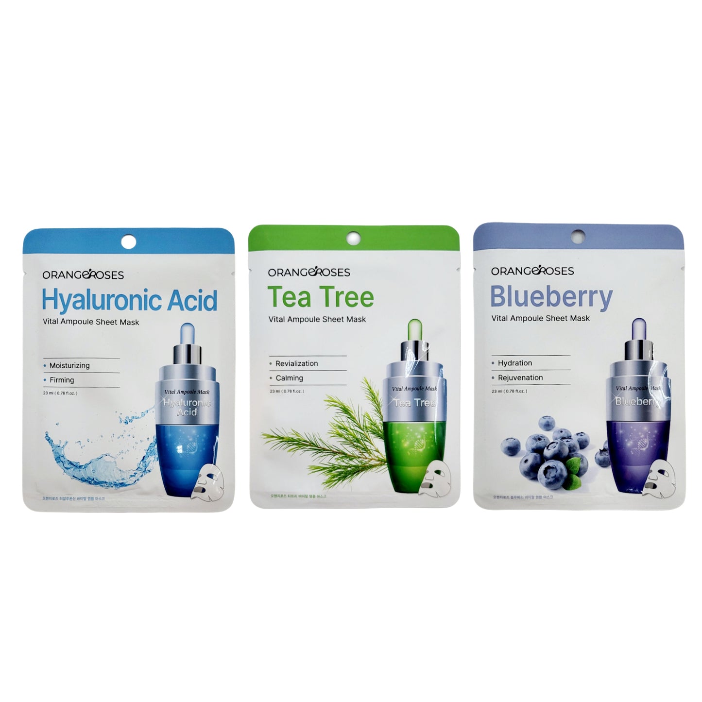 Orangeroses Vital Ampoule Hydrating Essence Sheet Masks (10-pack) - Facial Skin Care - Made in Korea