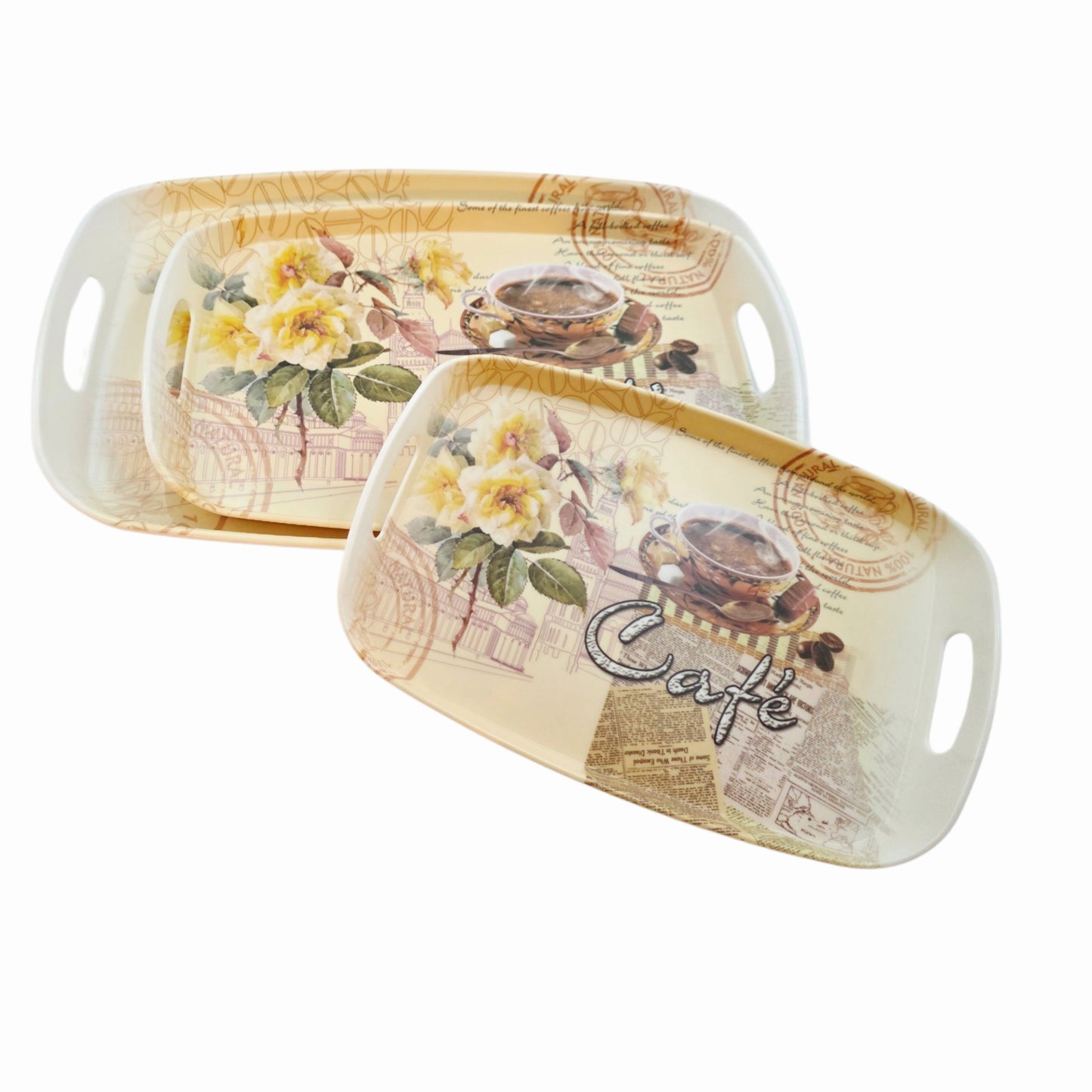 "Flower & Coffee Café" Food/Drink Serving Trays - 3 Sizes