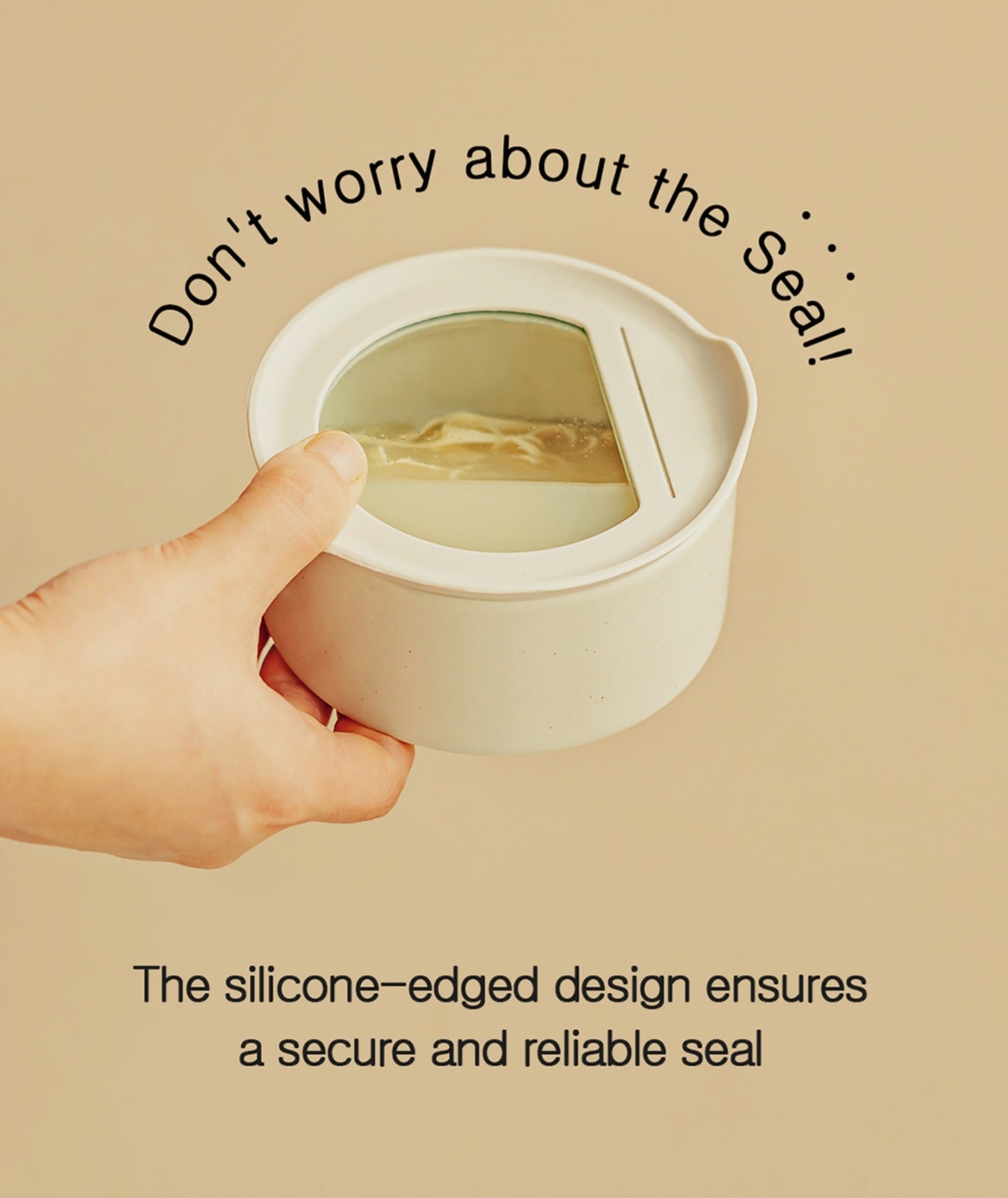 Neoflam Fika One 600ml (20oz) Ceramic Round Food Storage Container - Tempered Glass & Silicone Lid - Made in Thailand