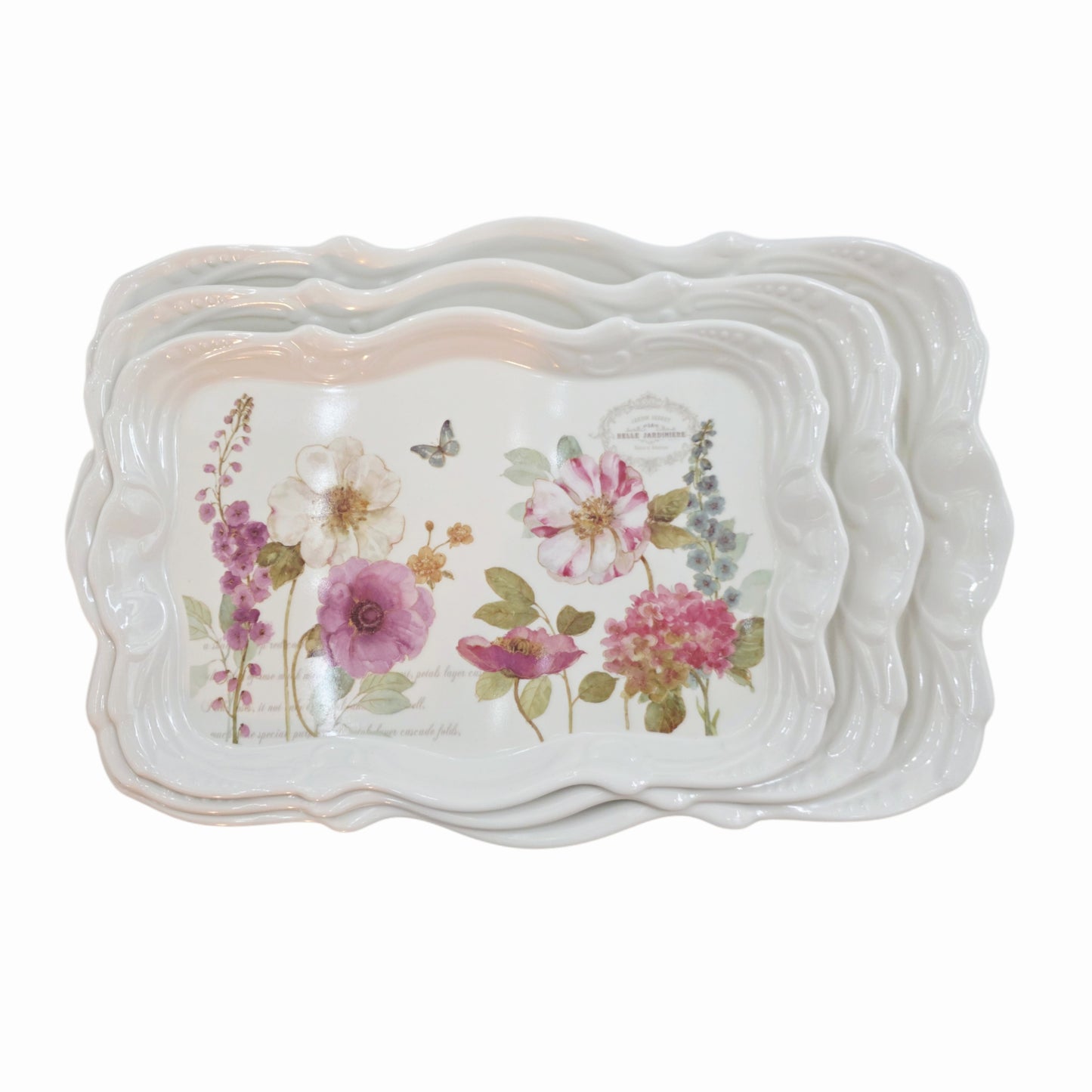 French Floral Garden Design Food/Drink Serving Trays - 3 Sizes