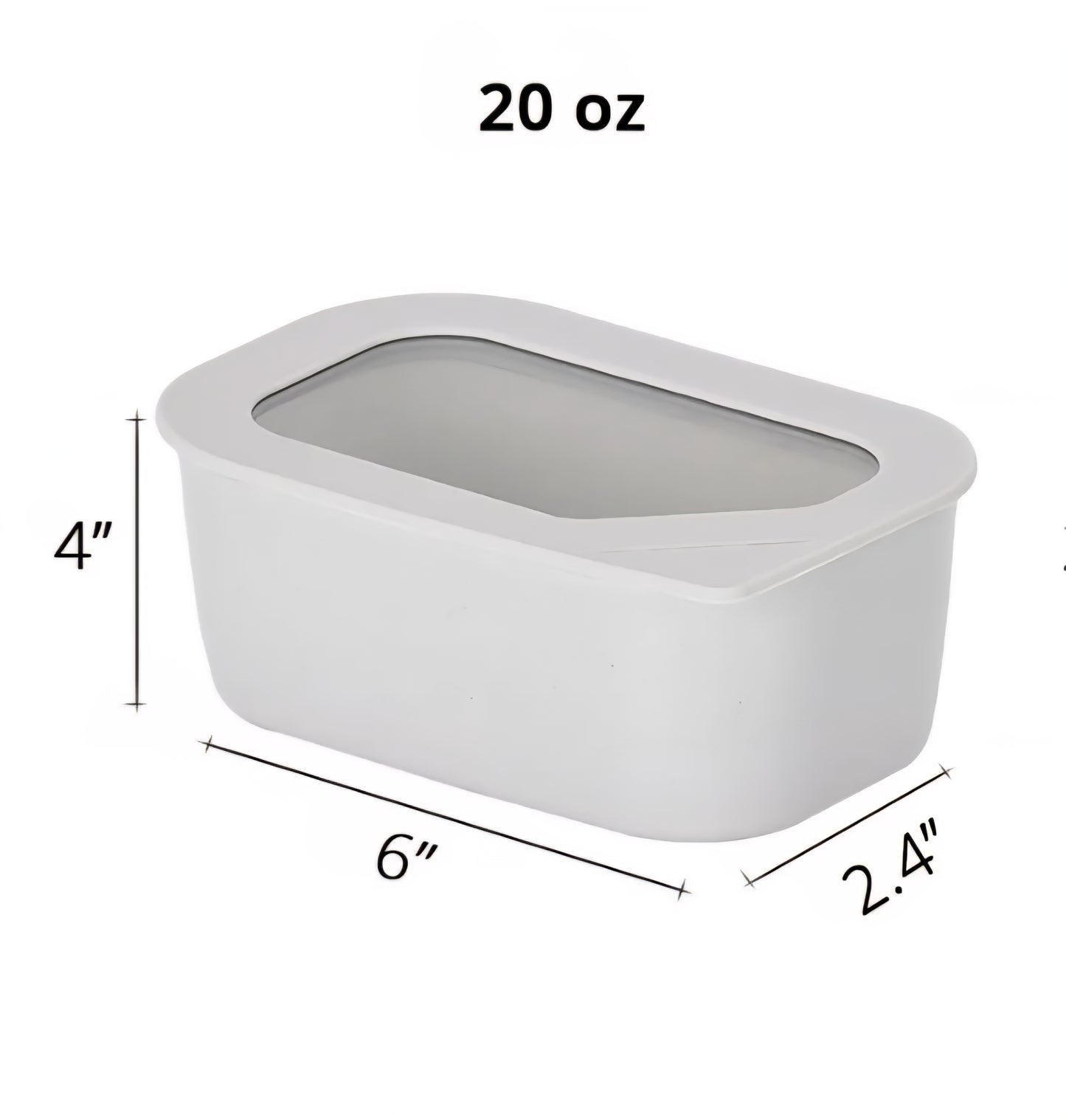 Neoflam Fika One 600ml (20oz) Ceramic Rectangular Food Storage Container - Tempered Glass & Silicone Lid - Made in Thailand