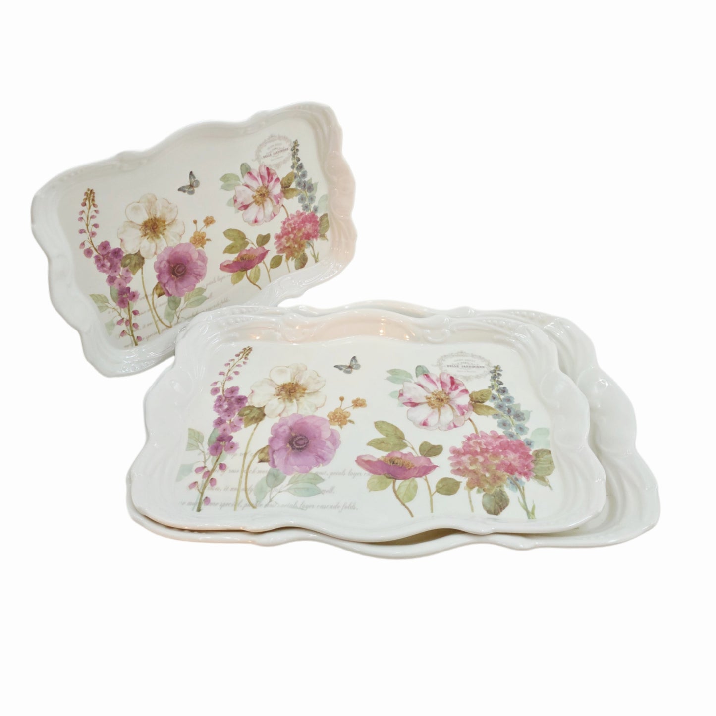 French Floral Garden Design Food/Drink Serving Trays - 3 Sizes