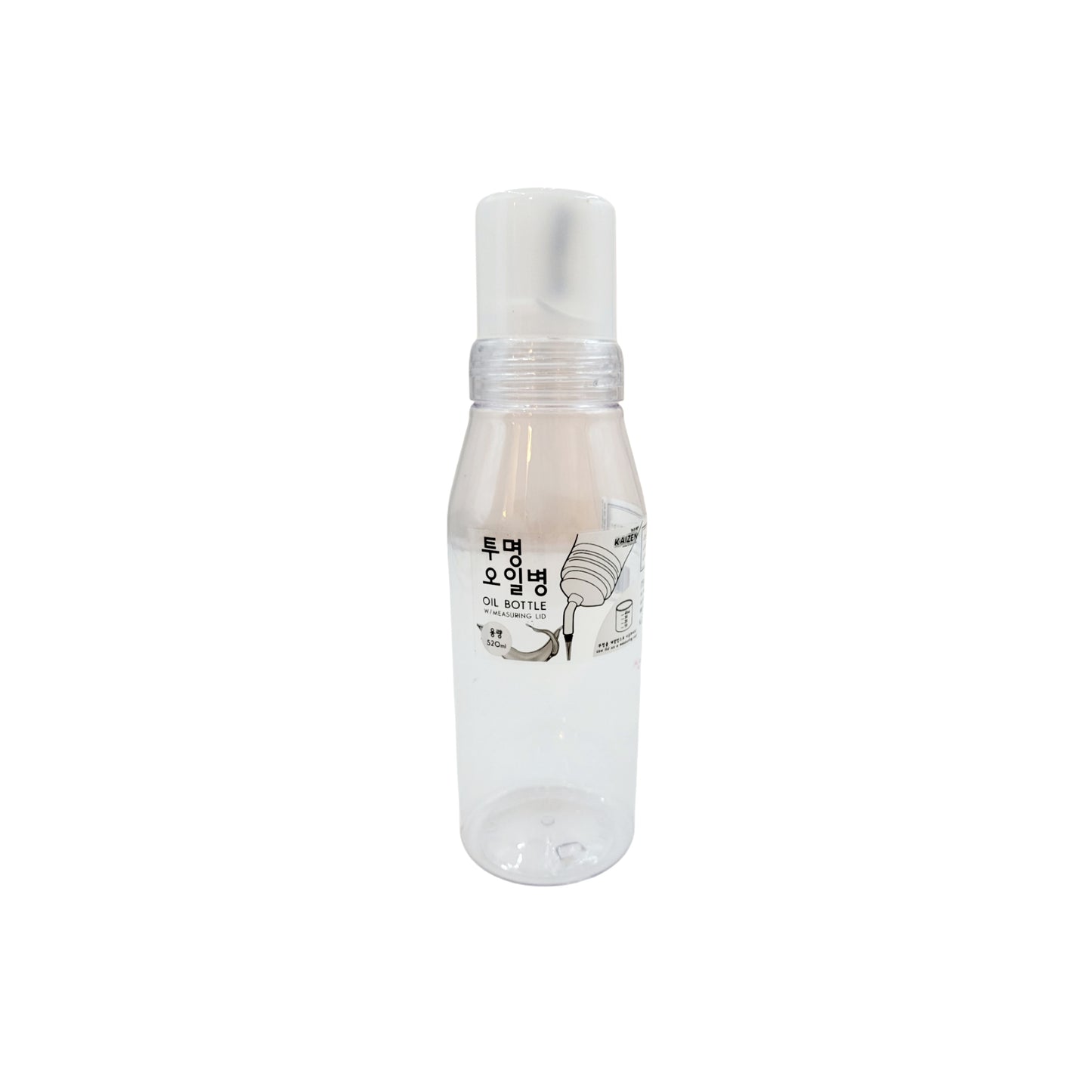 Kaizen Clear Oil Bottle With Measuring Lid (520 ml - Stainless Steel Spout)