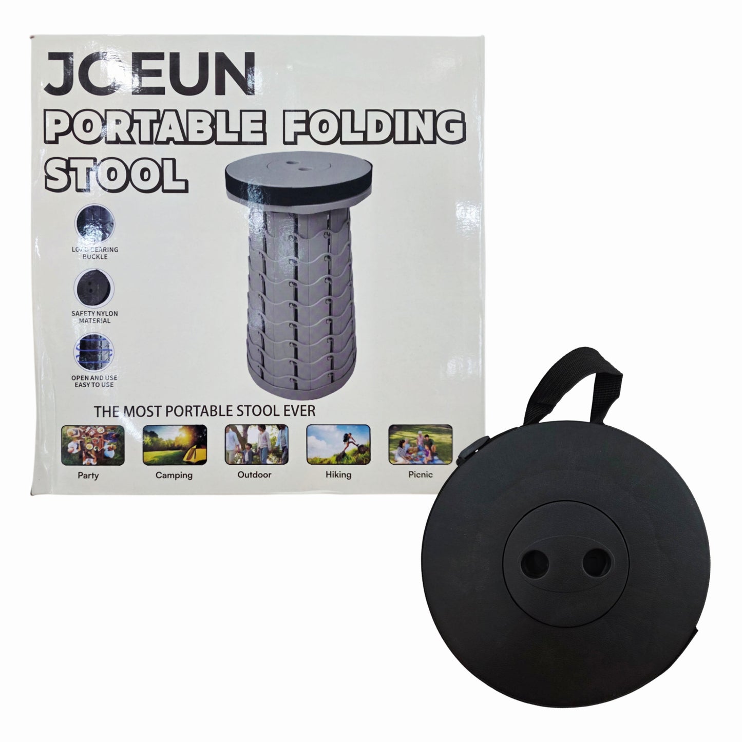 "Joeun" Portable Folding Stool (2 Colors: Black & Gray)