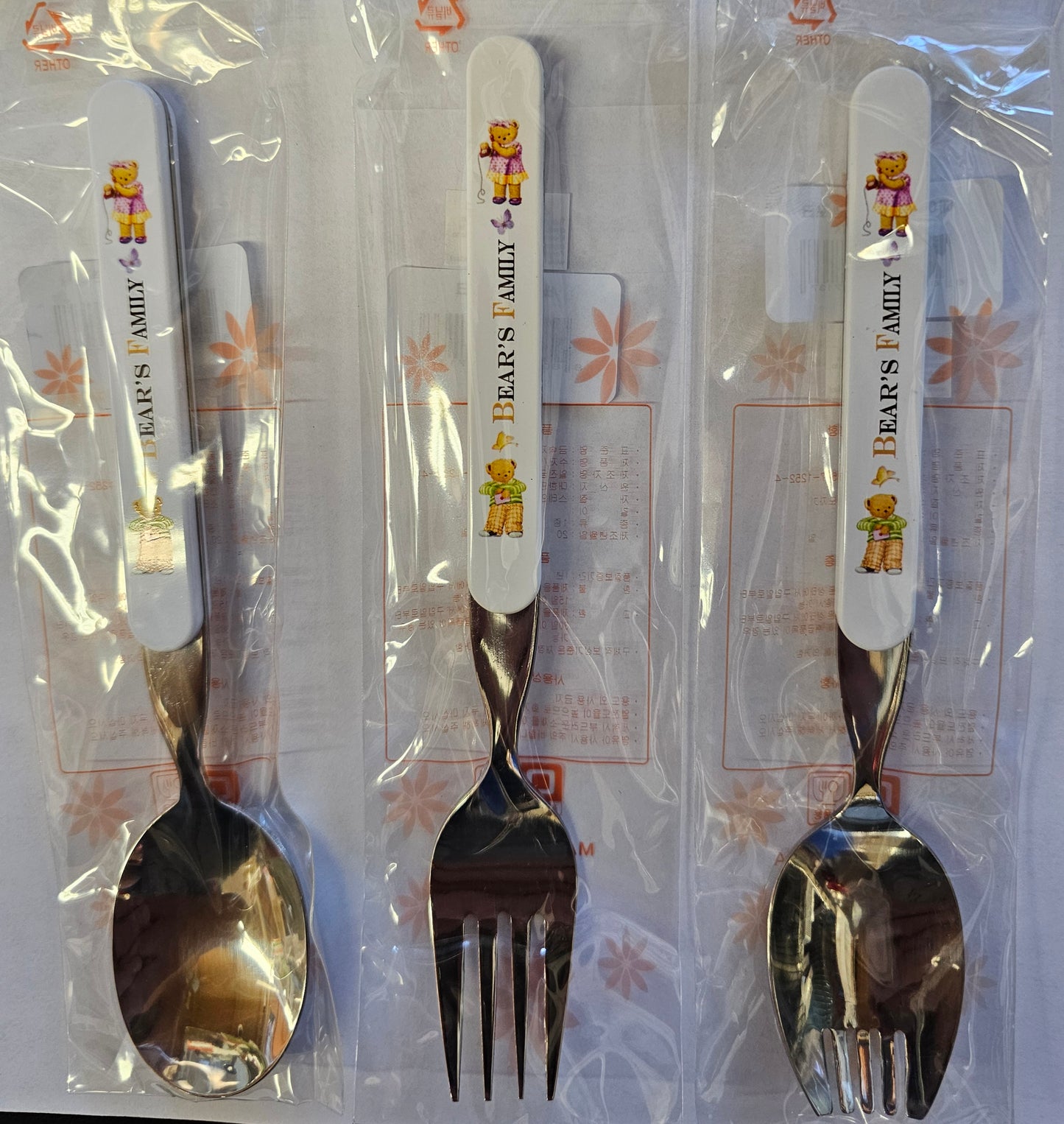 Bear's Family Kids Stainless Steel Spoon/Fork/Spork - Made in Korea