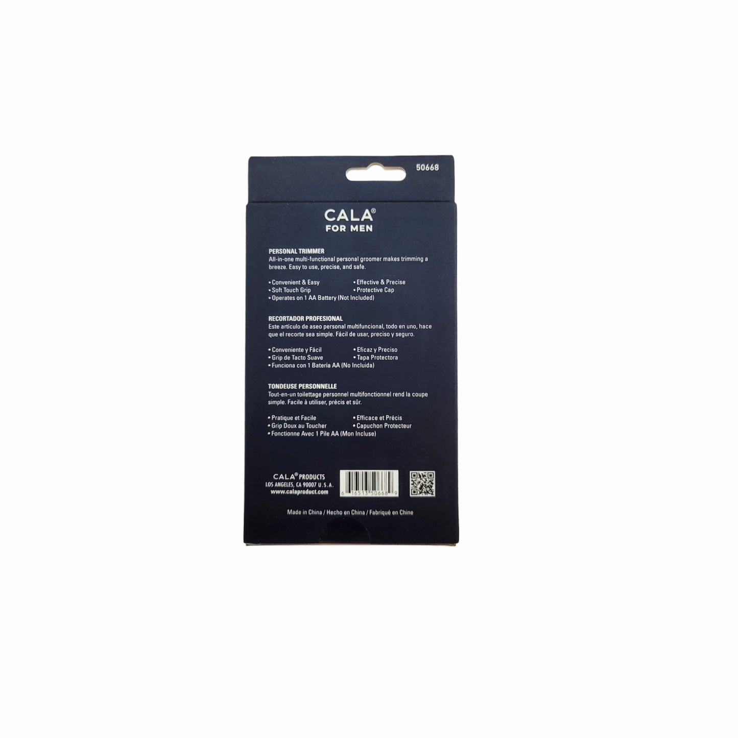 Cala for Men Portable Personal Hair Trimmer (Nose, Ear, Brow) - Battery Operated (1 AA - Not Included)