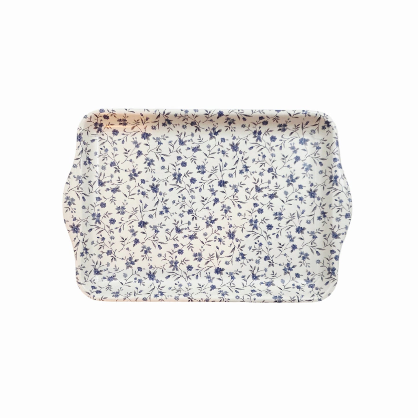 "Royal Floral" Food/Drink Serving Trays w/ Side Handles - Made in Korea (3 Sizes)