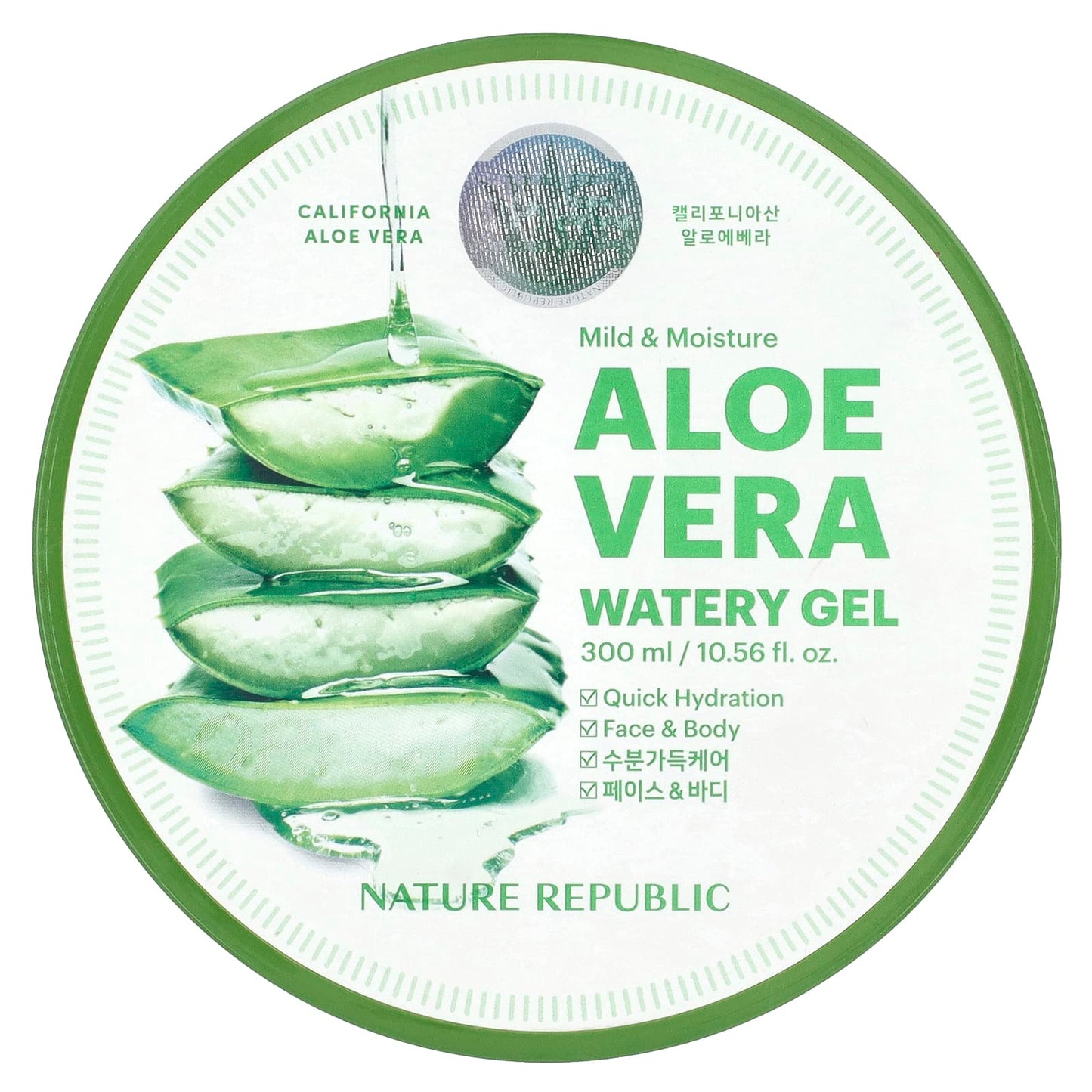 Nature Republic - Mild & Moisture ALOE VERA WATERY GEL (300 ml / 10.56 fl. oz) - Made in Korea