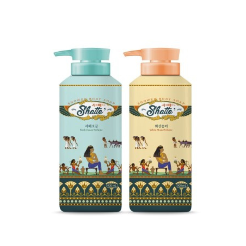 Shatte Exfoliating Shower Body Wash Soap (Fresh Ocean & White Musk) - Made in Korea
