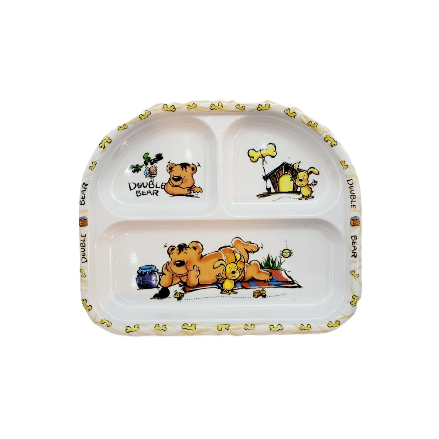 "Double Bear" Kids 3-Partition Lunch Tray (Melamine)