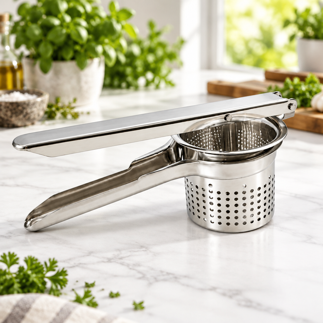 Stainless Steel Potato Ricer & Food Press - 10 in - Made in India