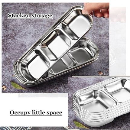3-Partition Stainless Steel Sauce/Condiment Dipping Bowl (SUS304)