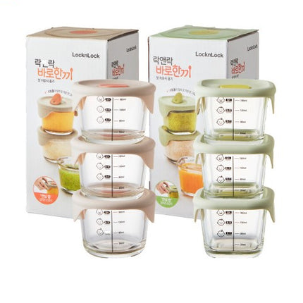 LocknLock All-in-one Baby Food Glass Containers (3-pack x 230ml)
