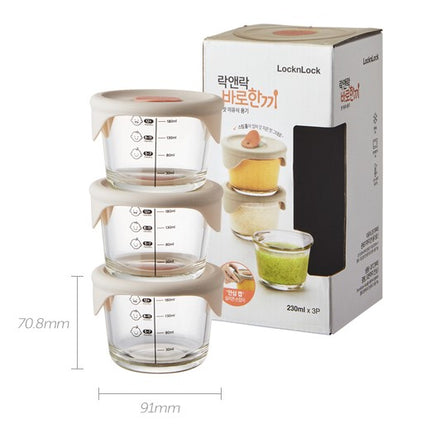 LocknLock All-in-one Baby Food Glass Containers (3-pack x 230ml)