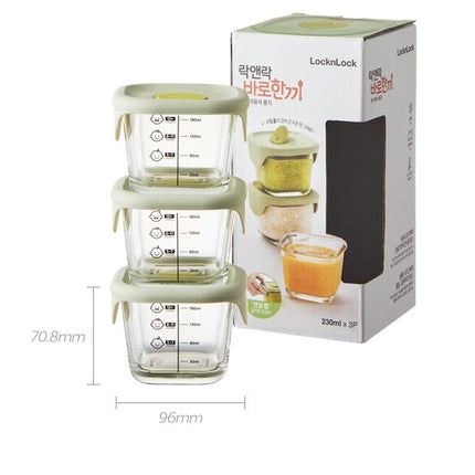 LocknLock All-in-one Baby Food Glass Containers (3-pack x 230ml)