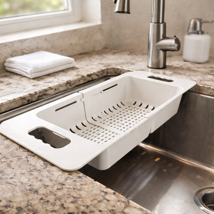 Bukcal Expandable Sliding Sink Basket & Dish Drying Rack – 14.75" to 18.75" – Made in Korea