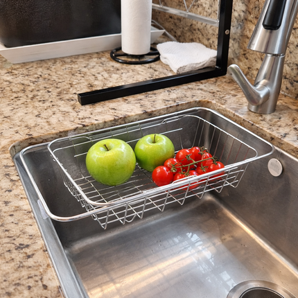 Expandable Stainless Steel Over-the-Sink Dish Drying Rack Basket – Small – 12.5" to 16.5"