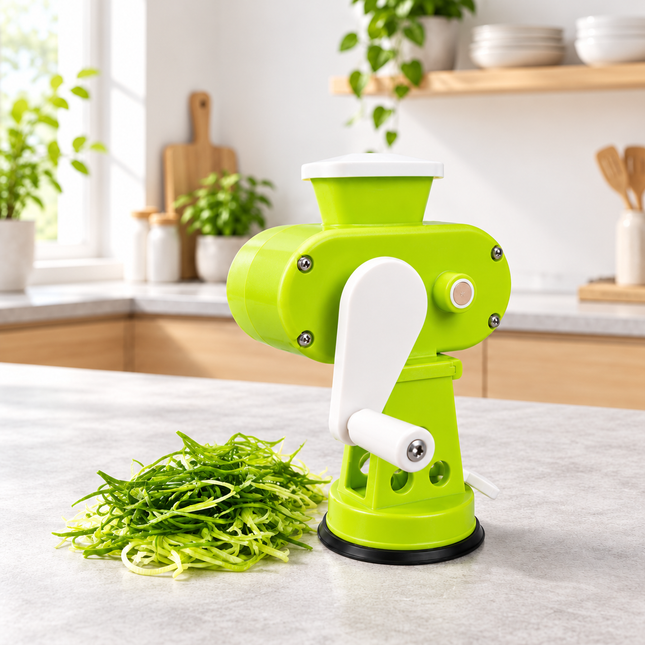 "GIANT" Manual Green Onion & Scallion Strip Slicer - Hand Crank Shredder with Suction Base - Made in Korea
