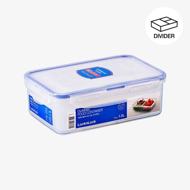 LocknLock Classic Food Container (HPL817C Rectangle w/ 2 removable compartments - 3 sections - 1.0L / 34oz)
