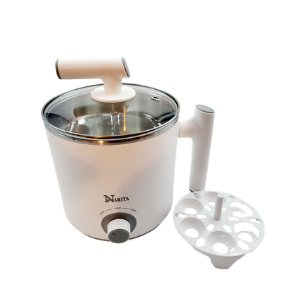 Narita Electric Hot Pot (1.2L) - Stainless Steel Interior – Compact Multi-Cooker/Water Boiler/Noodle Cooker (600W) - Office/Dorm Ready - NPC-1205