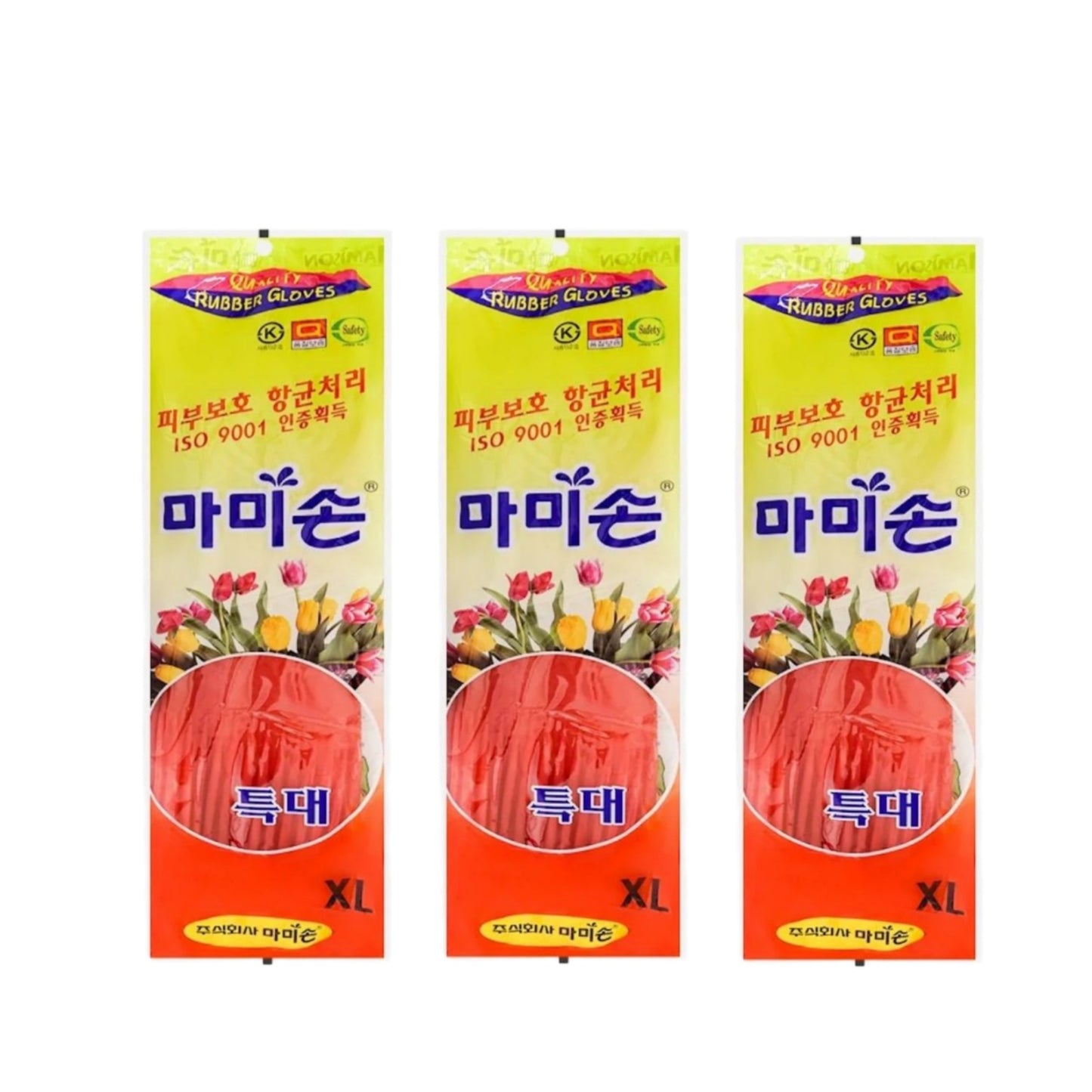 3-pack Mamison Rubber Dishwashing Gloves "X-Large" - Made in Korea