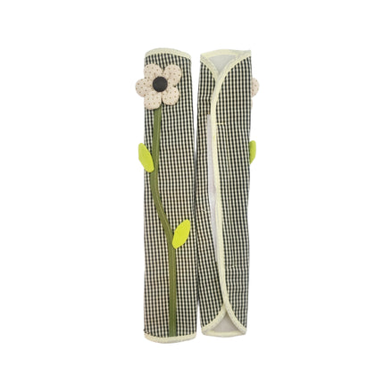 Refrigerator Handle/Seat Belt Covers Large (2 pcs - Cute Plaid Flower Design) - Washable cloth, velcro straps