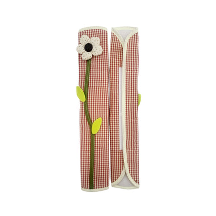 Refrigerator Handle/Seat Belt Covers Large (2 pcs - Cute Plaid Flower Design) - Washable cloth, velcro straps