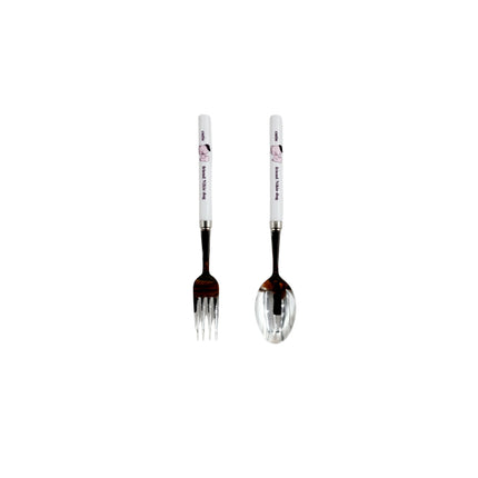Kids Long Spoon & Fork Set - Puppy Design (2 colors: Pink, Blue) - Made in Korea