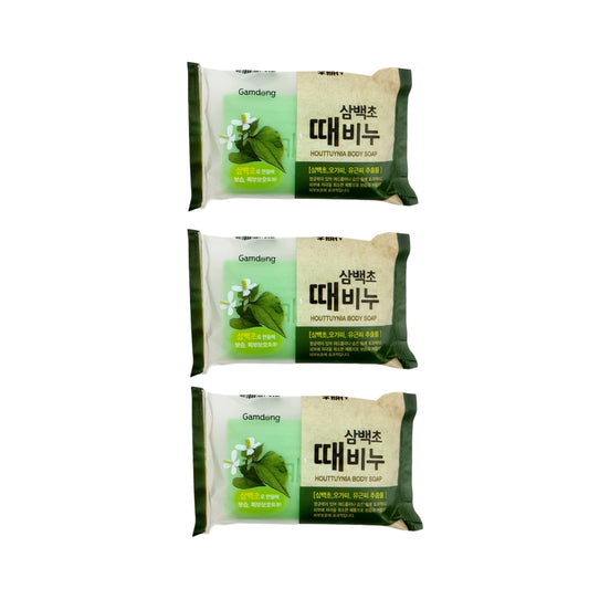 3 pcs of Body/Face Exfoliating Korean Herb Bar Soap (Saururus Chinensis)