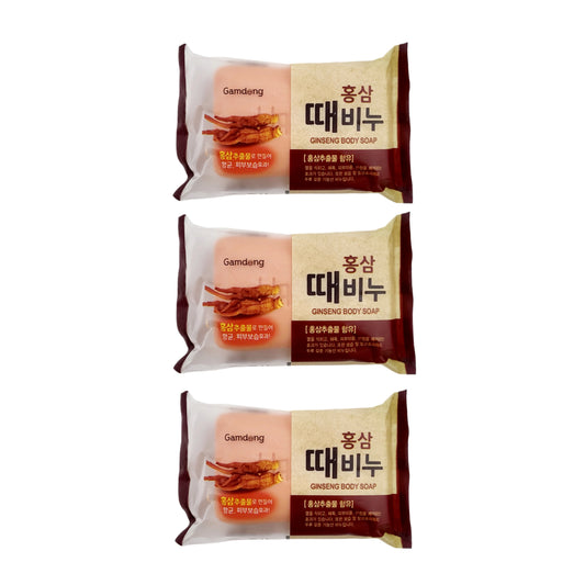 3 pcs of Body/Face Exfoliating Red Ginseng Korean Bar Soap