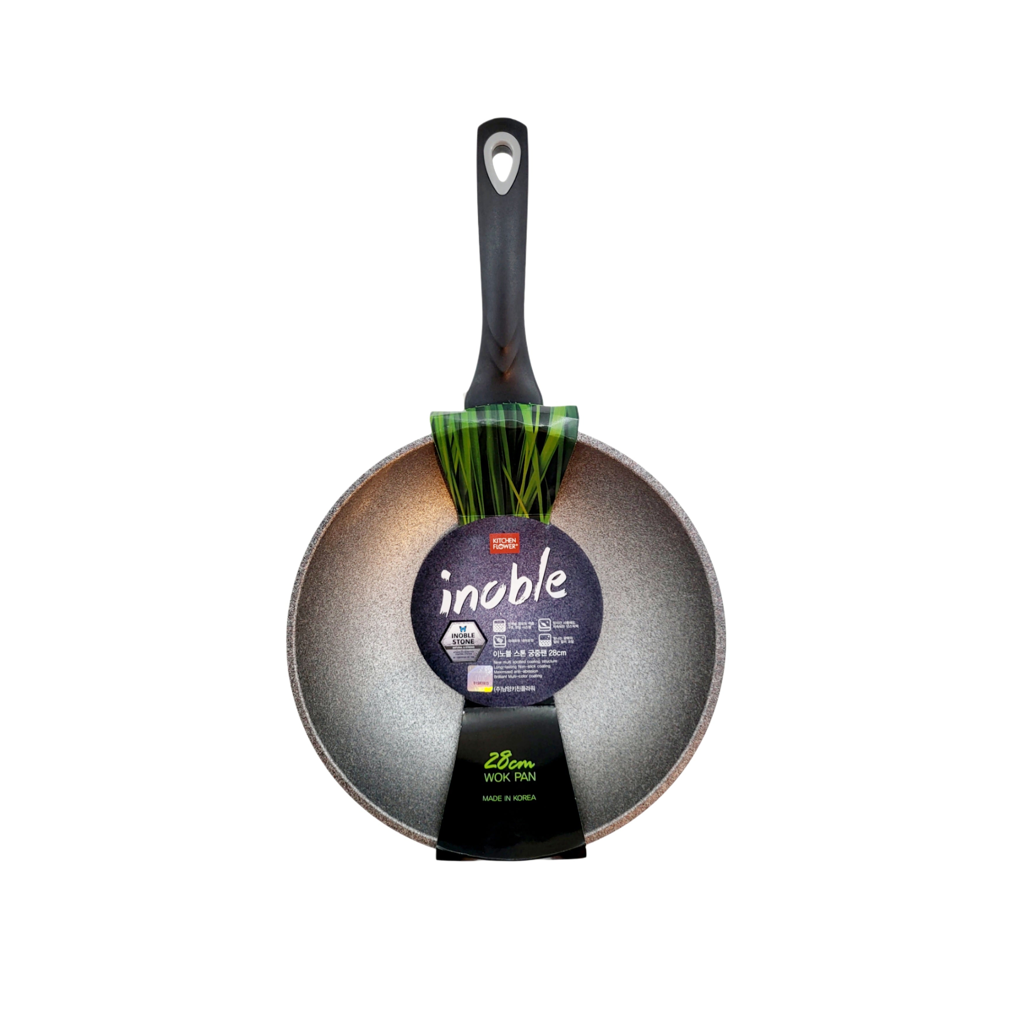 Kitchen Flower "inoble" Stone Coated 28cm Wok Pan - Made in Korea