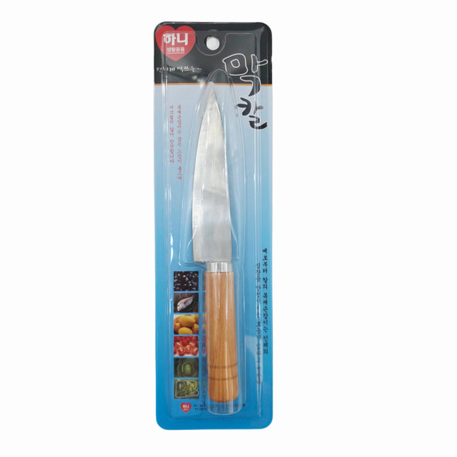 Hany 9" Traditional Korean-Style Multipurpose Utility Knife with Wooden Handle (Makkal)
