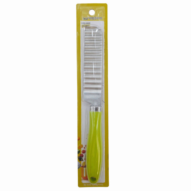 MS Living Korea Stainless Steel Crinkle Cutter with Green Handle - 9.96" (25.3 cm)