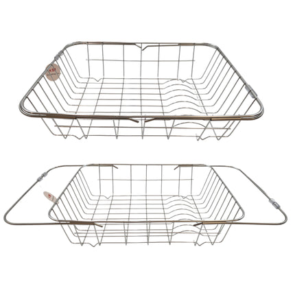 Expandable Stainless Steel Over-the-Sink Dish Drying Rack Basket – Large – 15" to 21.5"