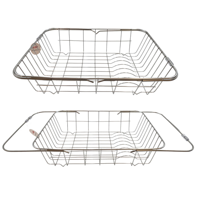 Expandable Stainless Steel Over-the-Sink Dish Drying Rack Basket – Large – 15" to 21.5"