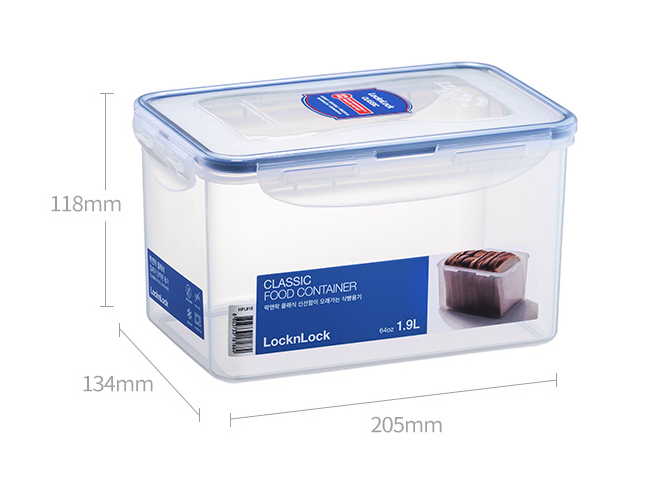 LocknLock Classic Food Container (HPL818 Rectangle - 1.9L / 64oz)