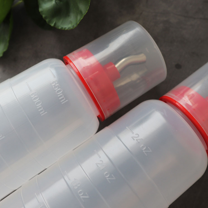 ALS Wide Spout Sauce Bottles W/ Measuring Lid - Made in Korea (Stainless Steel Spout - 2 Sizes)