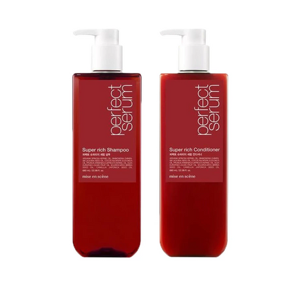 "Mise En Scene" Perfect Serum Super Rich Shampoo/Conditioner - Made in Korea - 680ml / 22.99 fl oz