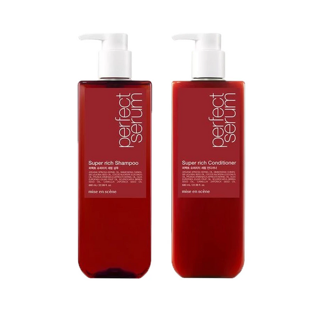 "Mise En Scene" Perfect Serum Super Rich Shampoo/Conditioner - Made in Korea - 680ml / 22.99 fl oz