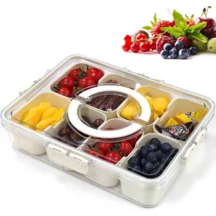 Large Snap-Lock Storage Container with 8 Removable Compartments, Clear Lid, & Carrying Handles