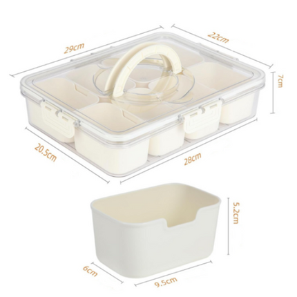 Large Snap-Lock Storage Container with 8 Removable Compartments, Clear Lid, & Carrying Handles