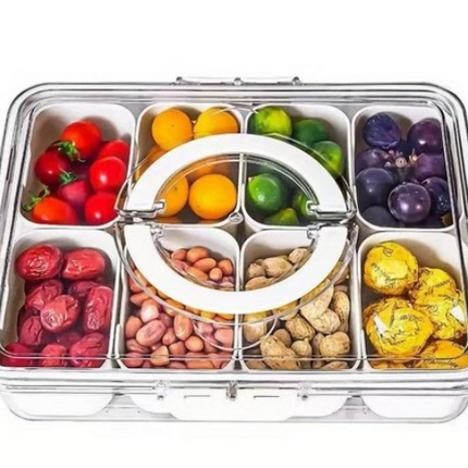 Large Snap-Lock Storage Container with 8 Removable Compartments, Clear Lid, & Carrying Handles