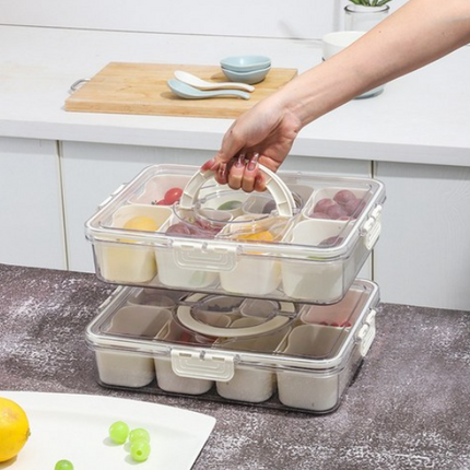 Large Snap-Lock Storage Container with 8 Removable Compartments, Clear Lid, & Carrying Handles